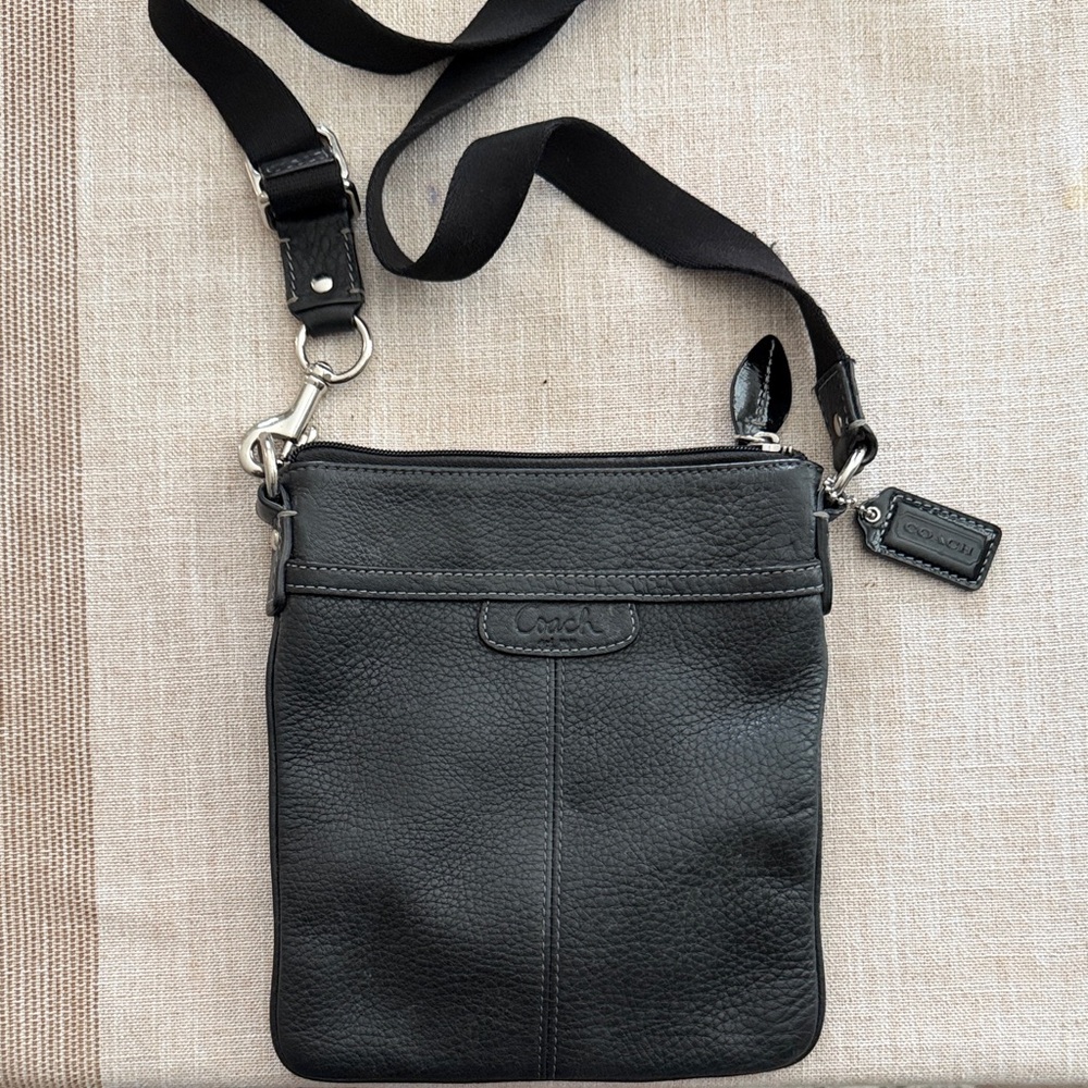 Coach Black Pebbled Leather Messenger Bag